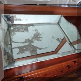 D62. Mirrored metal tray. 3”h x 18”w x 13”d - $75